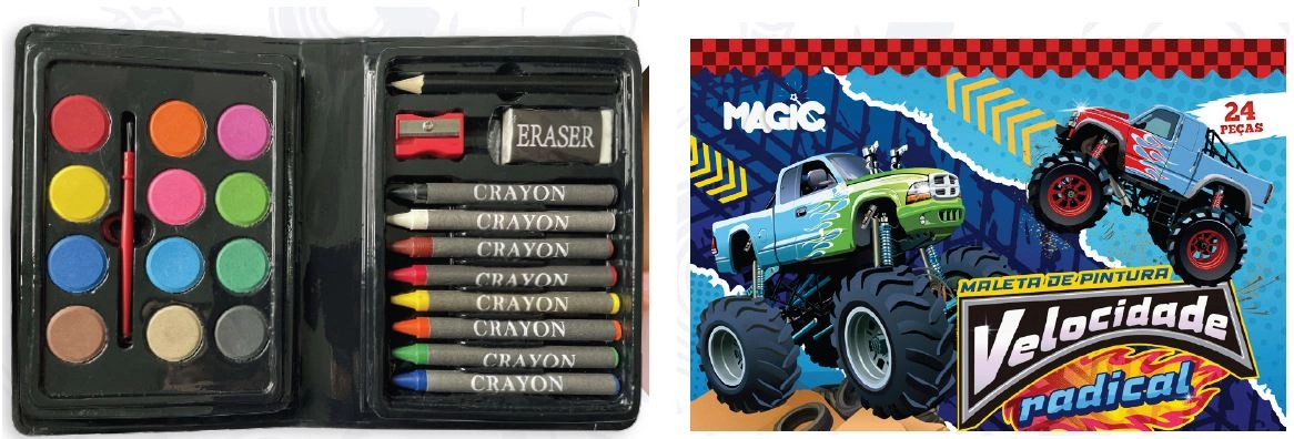 Kit Maleta Pintura Livro Carros 24pcs 901577 Magic