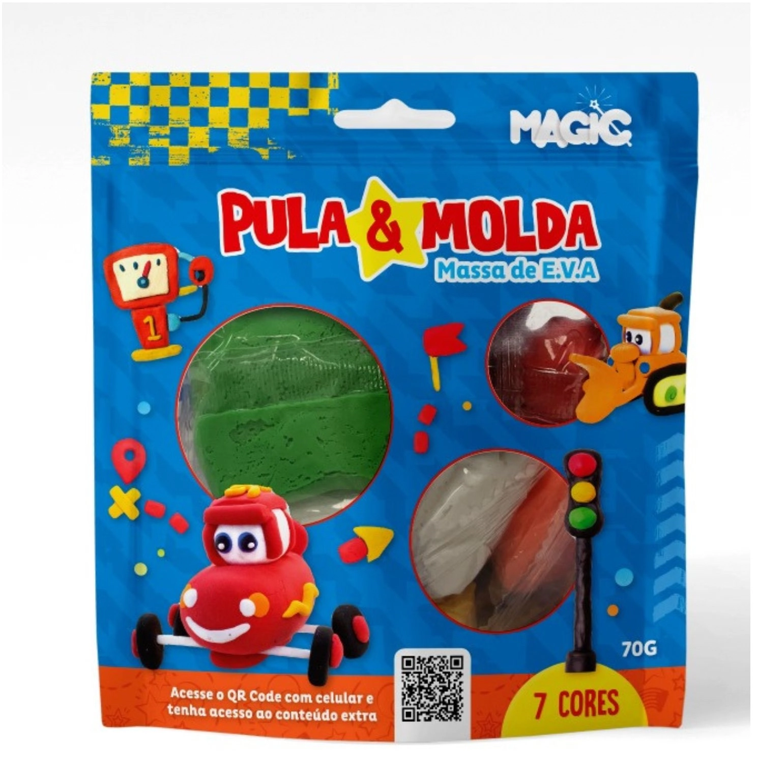 Brinq Massa Modelar Pula Molda 70g 7 Cor Carros