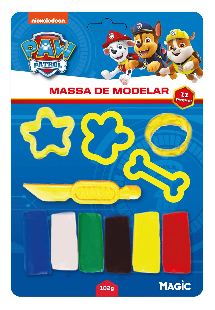 Kit Massinha Modelar 6 Cores 5 Acess Patrulha Canina Azul 102g 902123 Mag