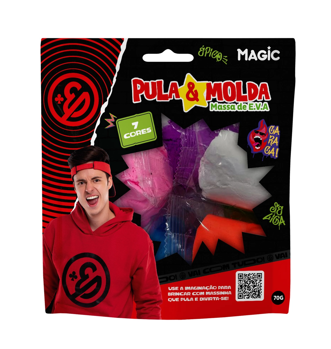 Massa Pula Molda Enaldinho 7 Cores 70g 7899550902567 Magic