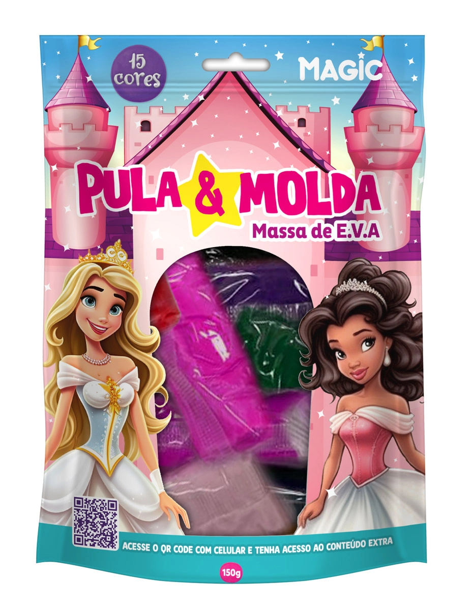 Massa Pula Molda Princesa 15 Cores 150g 7899550902673 Magic