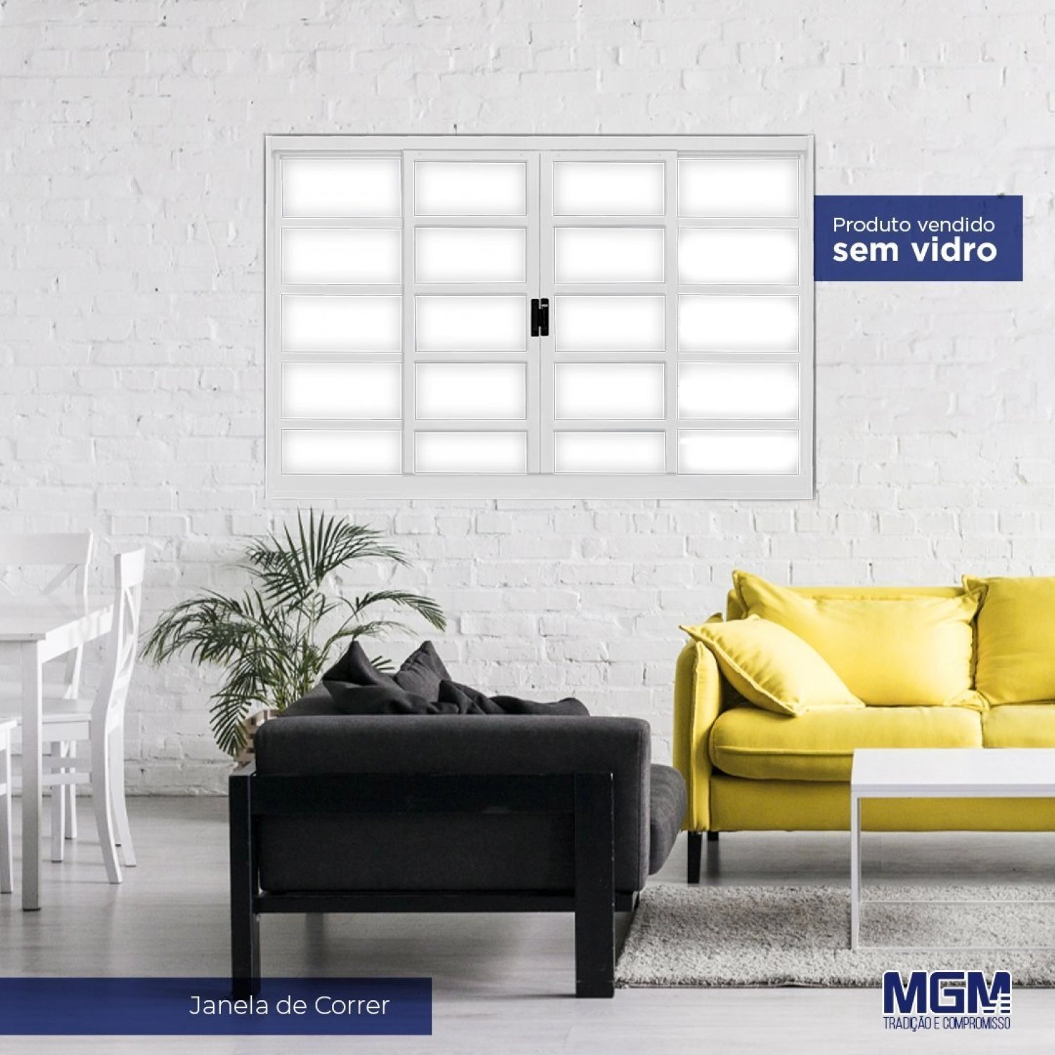Janela De Aço De Correr 120x150cm 4 Folhas Minas Sul Mgm Branco