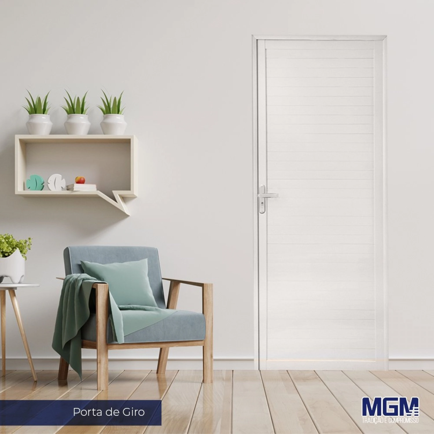 Porta De Aluminio Lambri 210x70cm Linha Project Mgm Branco