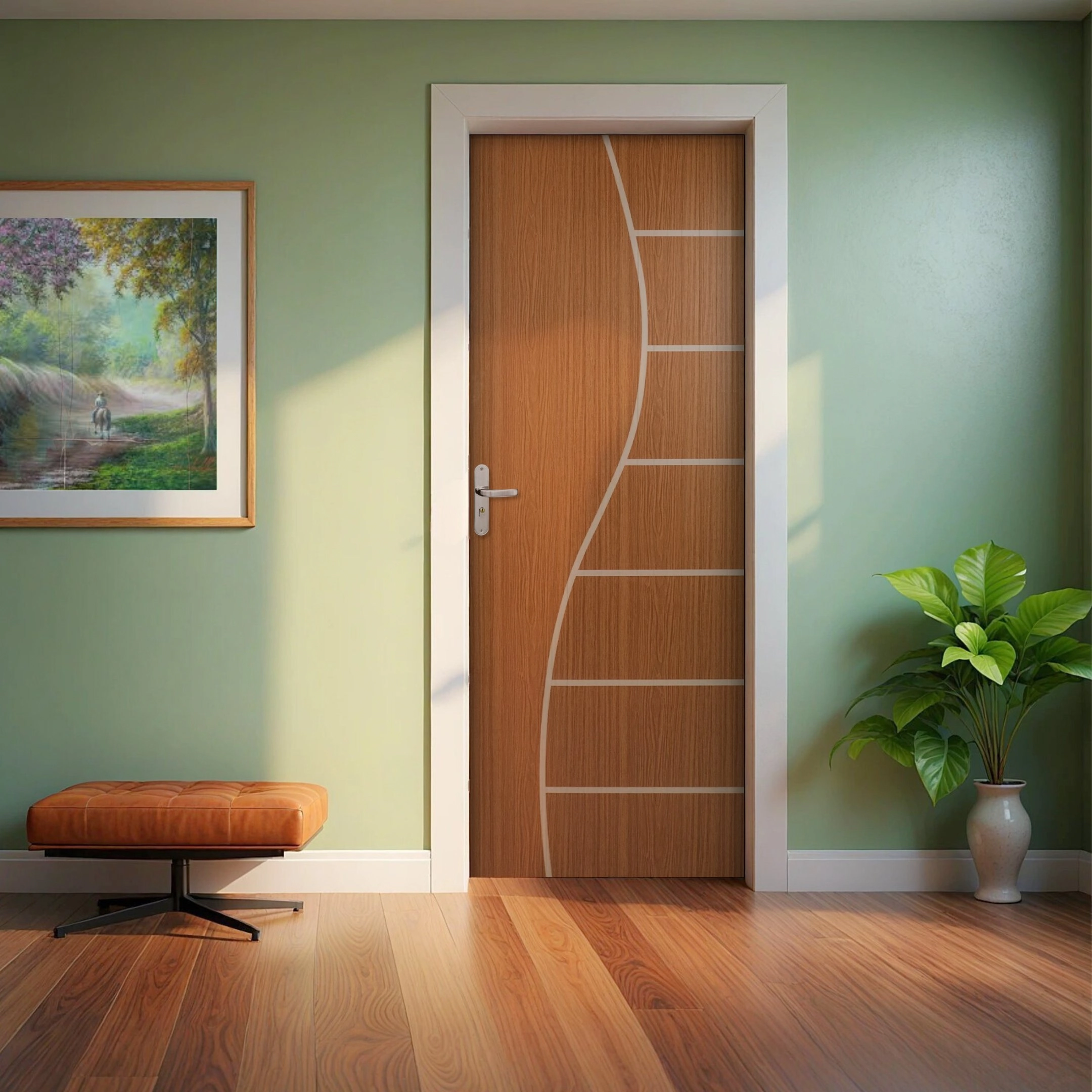 Folha De Porta Madeira Decorada 210x70cm Espessura 3,5cm Cantareira Mgm Mogno