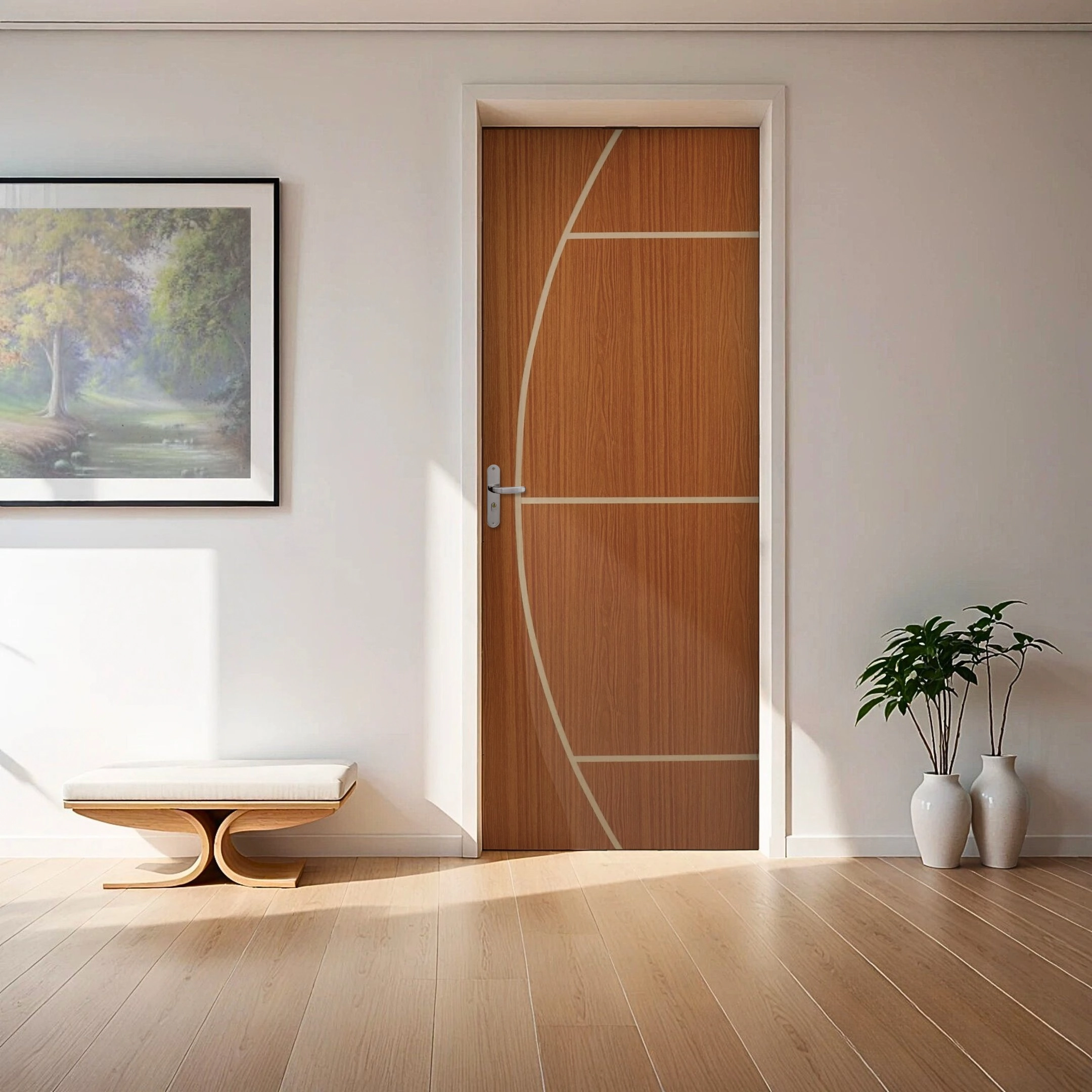 Folha De Porta Madeira Decorada 210x60cm Espessura 3,5cm Gaúcha Mgm Mogno