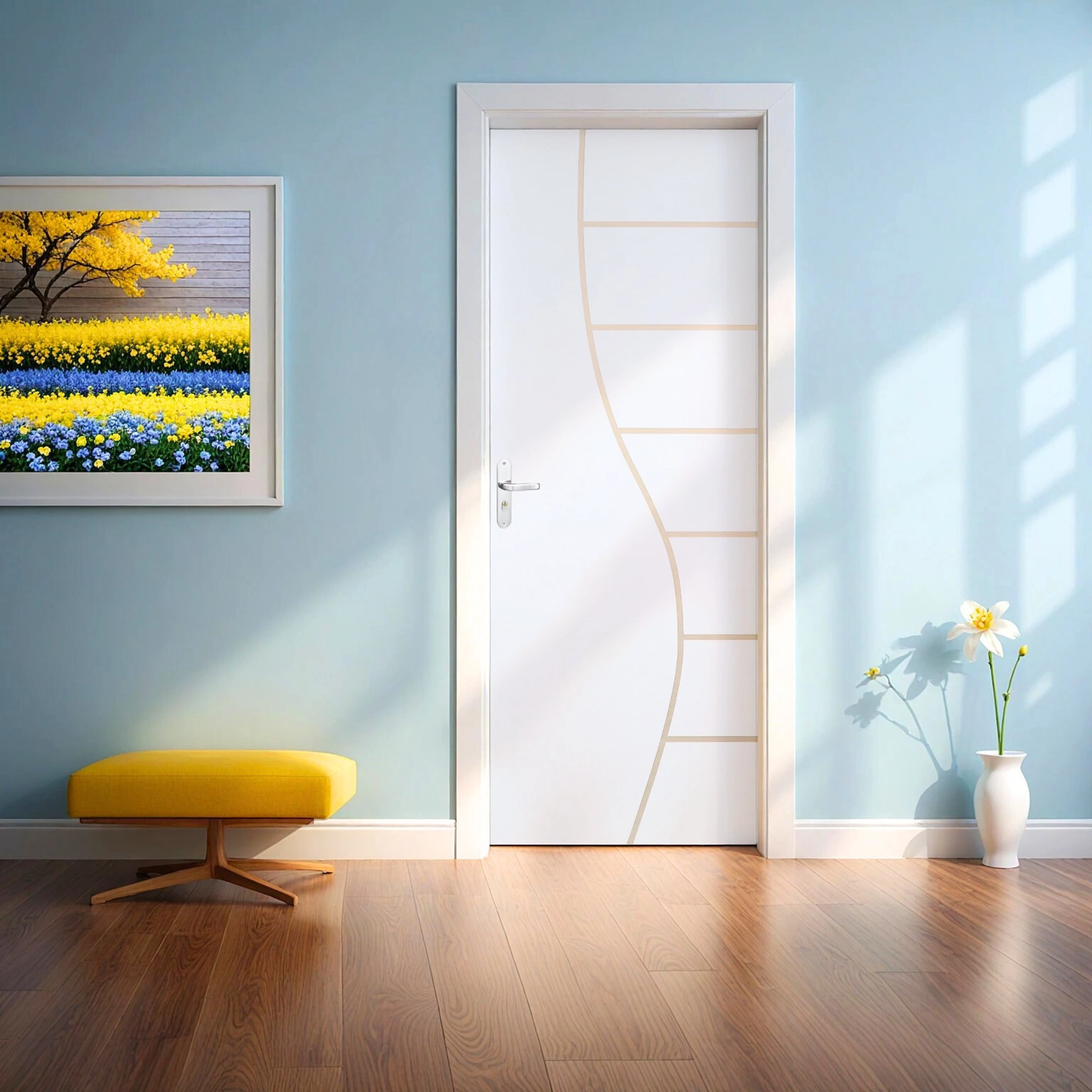 Folha De Porta Madeira Decorada 210x60cm Espessura 3,5cm Cantareira Mgm Branco