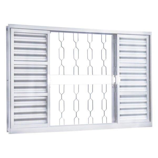 Janela De Aço Veneziana De Correr 100x100cm 6 Folhas Minas Sul Mgm Branco