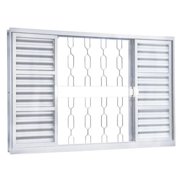 Janela De Aço Veneziana De Correr 100x200cm 6 Folhas Minas Sul Mgm Branco