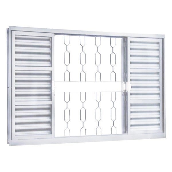 Janela De Aço Veneziana De Correr 120x200cm 6 Folhas Minas Sul Mgm Branco
