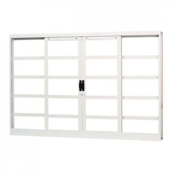 Janela De Aço De Correr 100x100cm 4 Folhas Minas Sul Mgm Branco