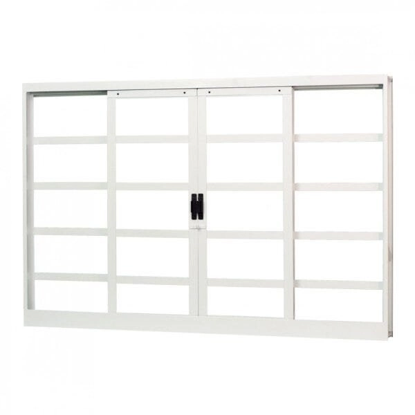 Janela De Aço De Correr 120x200cm 4 Folhas Minas Sul Mgm Branco