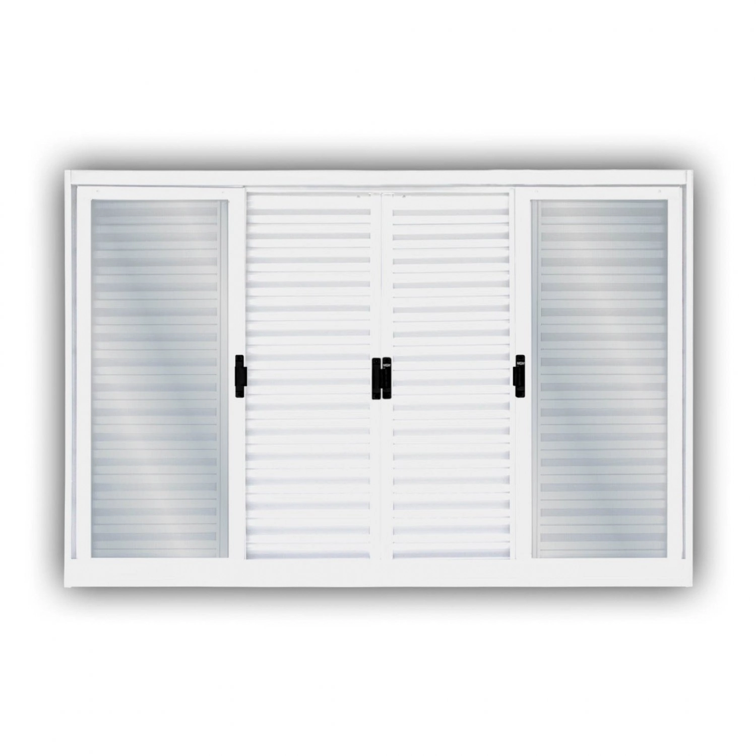 Janela De Aço Veneziana De Correr 120x200cm 6 Folhas Minas Sul Branco
