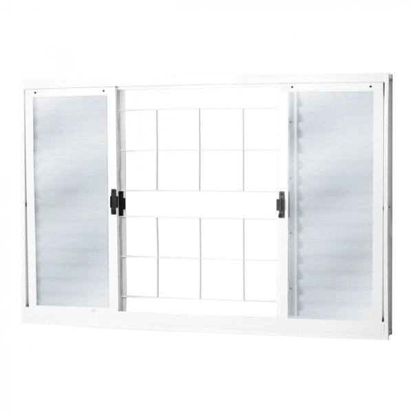 Janela De Aço Veneziana De Correr 120x150cm 6 Folhas Com Grade Minas Sul Mgm Branco