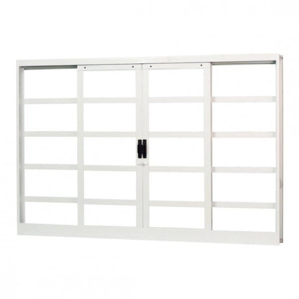 Janela De Aço De Correr 120x120cm 4 Folhas Minas Sul Mgm Branco