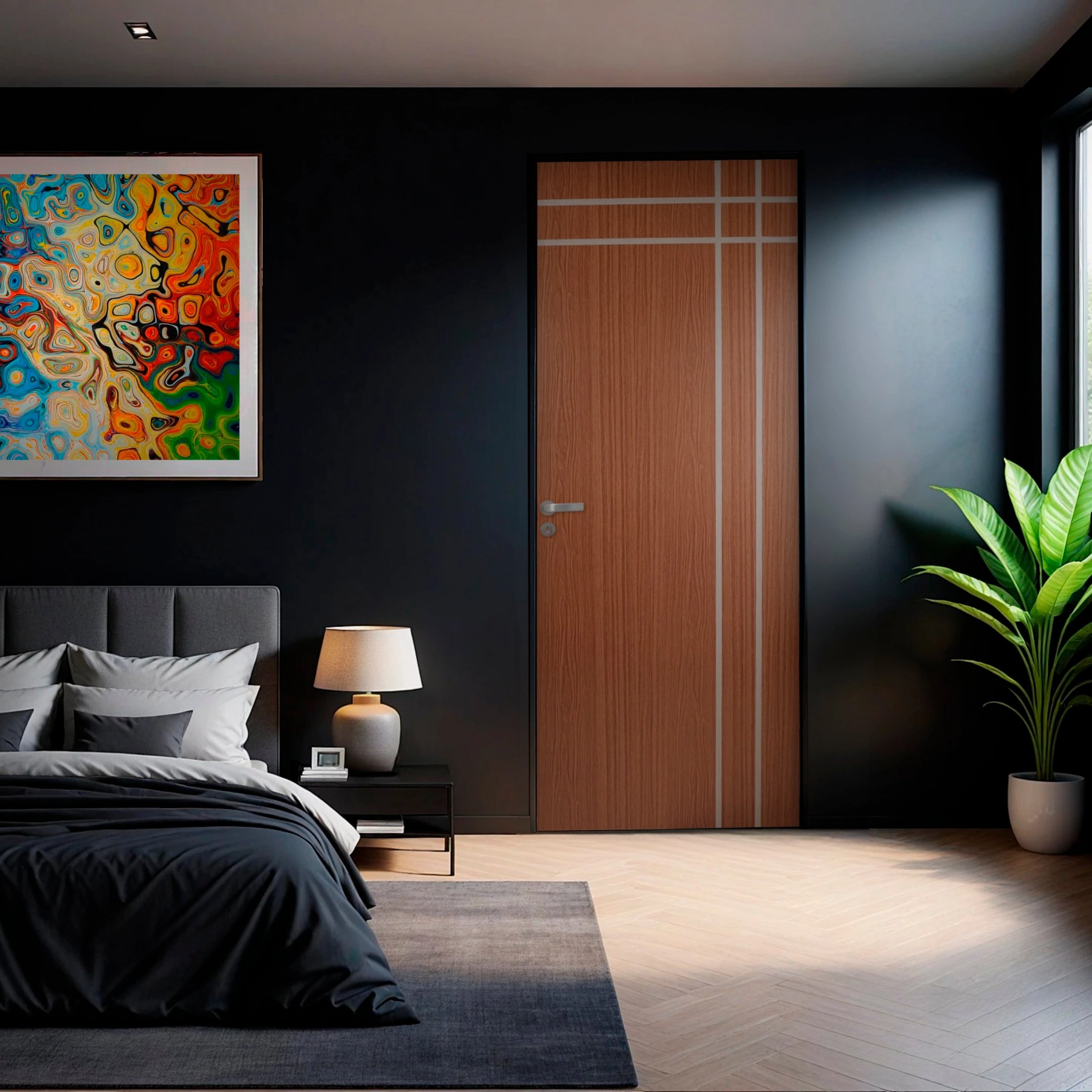 Folha De Porta Madeira Decorada 210x90cm Espessura 3,5cm Mantiqueira Mgm Mogno