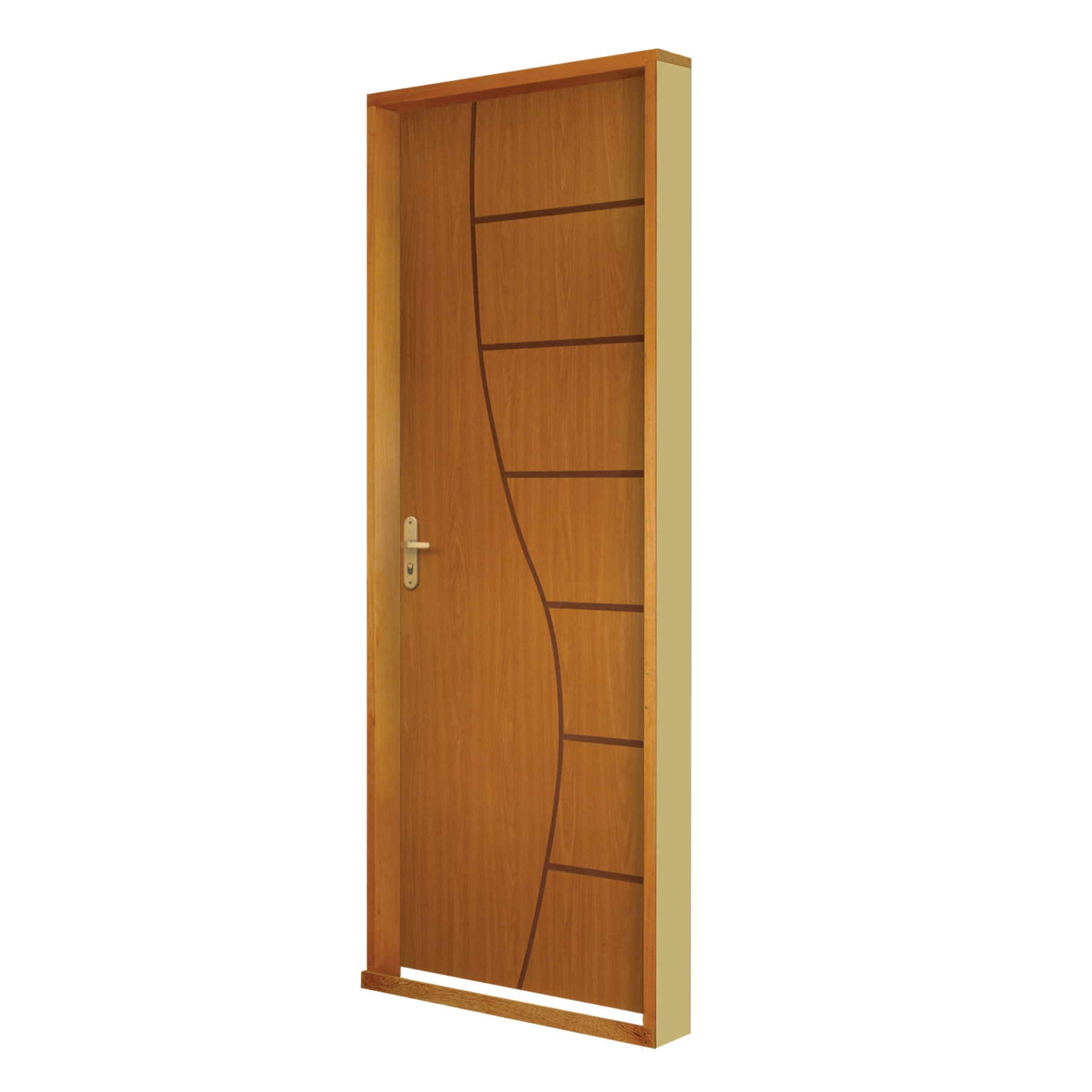 Kit Porta Madeira de Giro Direito Marrom 215x60cm Colméia com Batente Cantareira MGM