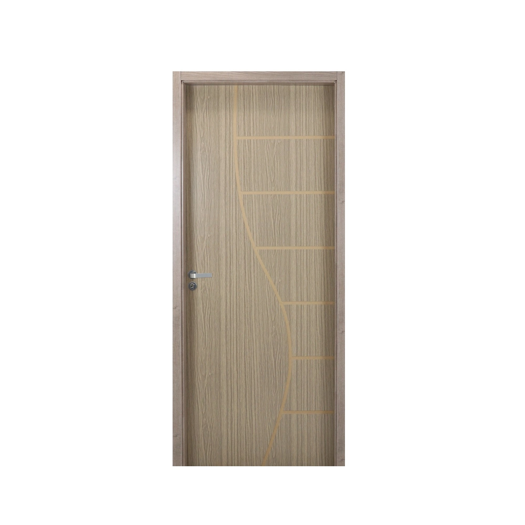 Kit Porta De Madeira Decorada 215x94cm Com Batente De Mdf Ultra 12cm Cantareira Mgm Carvalho Alpha
