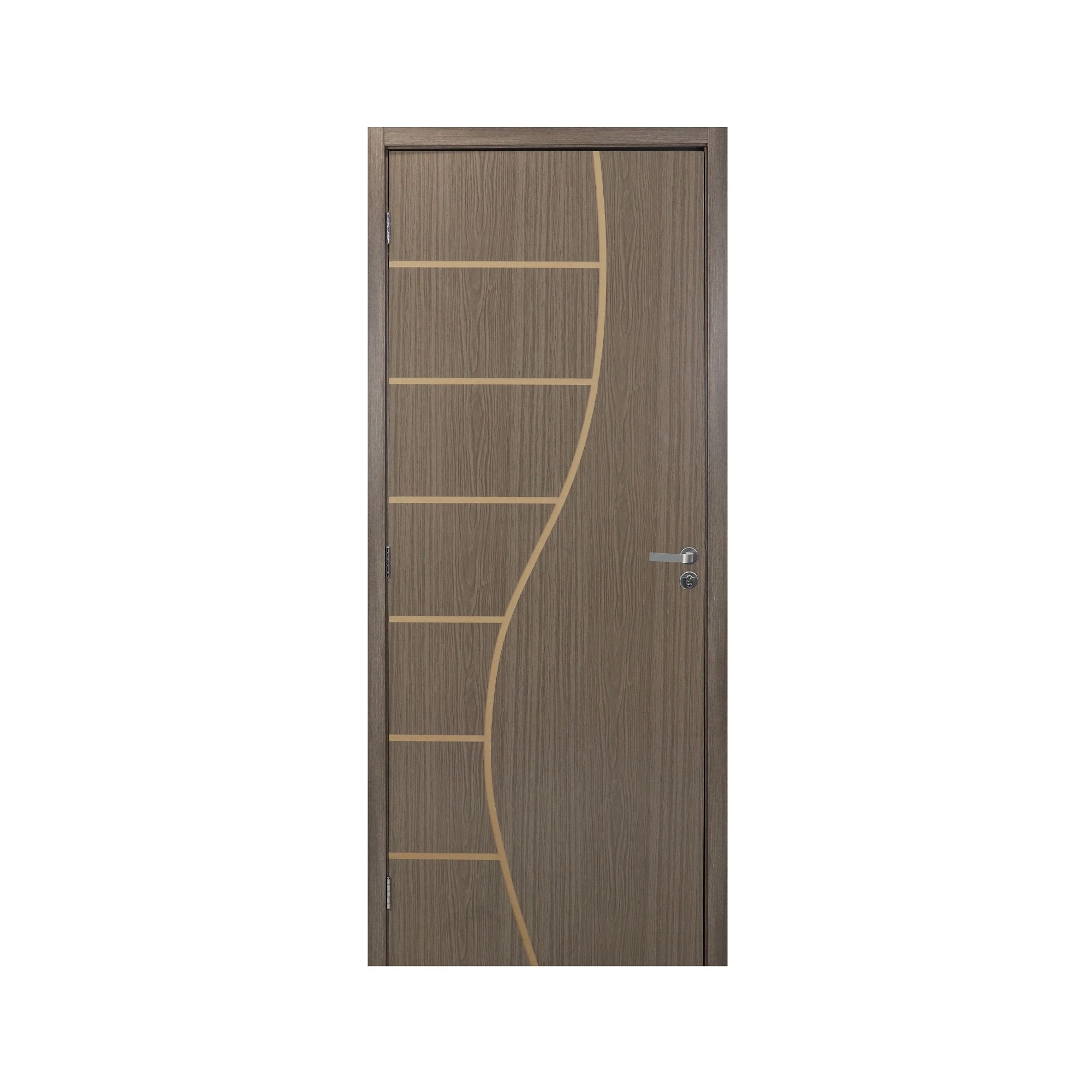 Kit Porta De Madeira Decorada 215x84cm Com Batente De Mdf Ultra 12cm Cantareira Mgm Carvalho Quebec