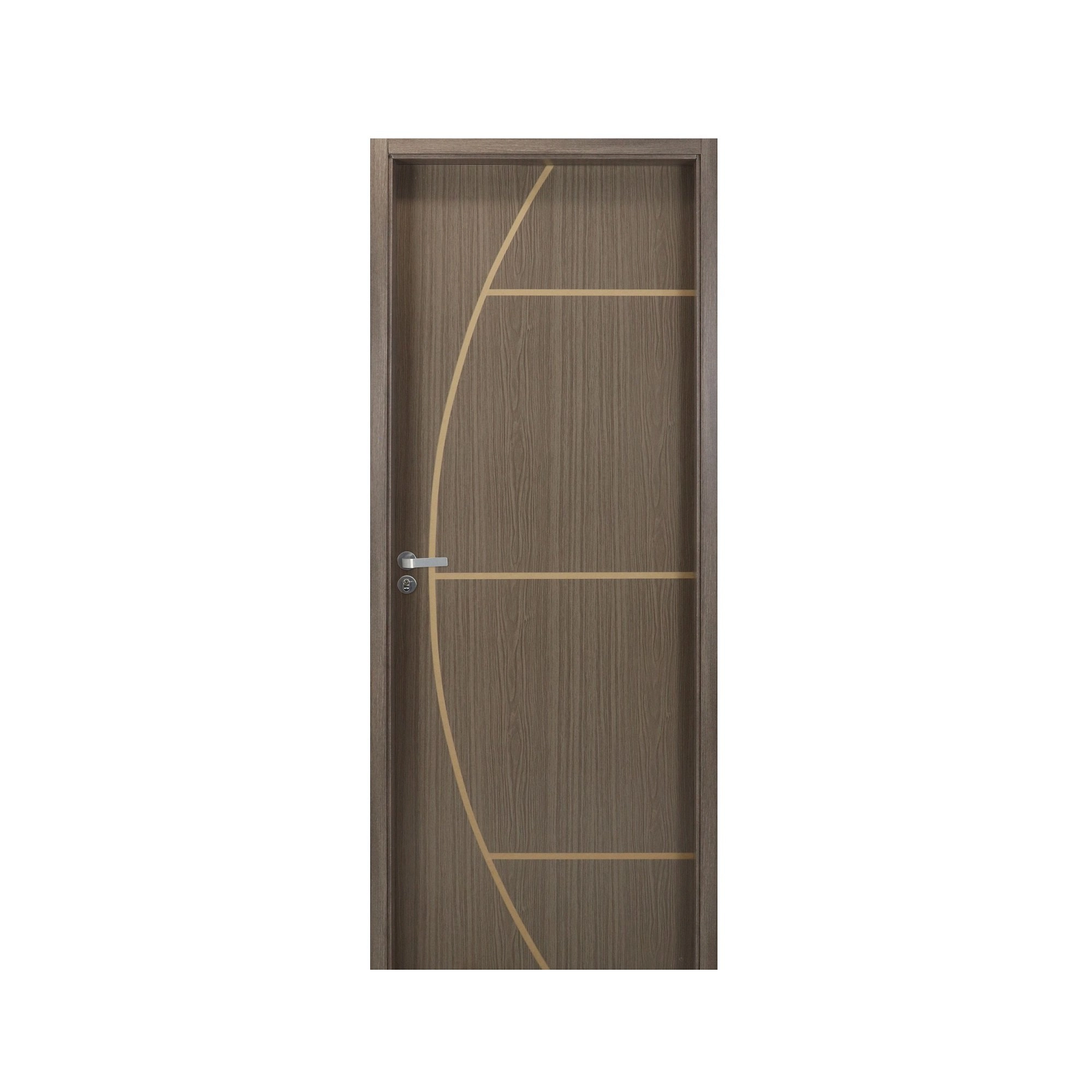 Kit Porta De Madeira Decorada 215x84cm Com Batente De Mdf Ultra 12cm Gaúcha Mgm Abertura Direita Carvalho Quebec