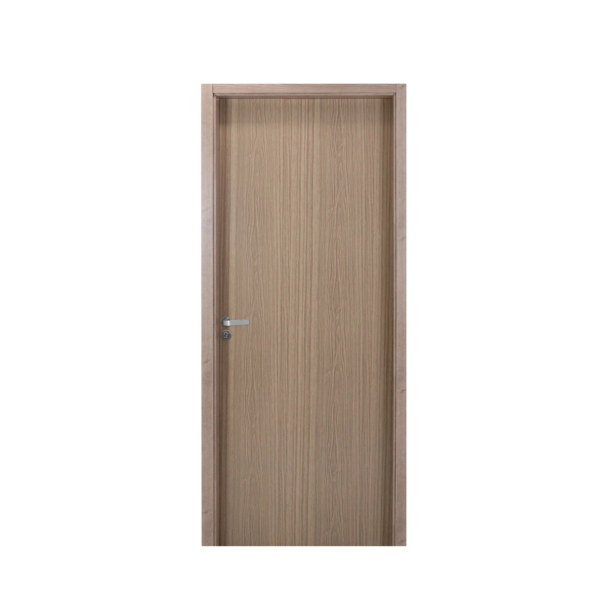Kit Porta De Madeira Lisa 215x94cm Com Batente De Mdf Ultra 16cm Melamínico Mgm Carvalho Alpha