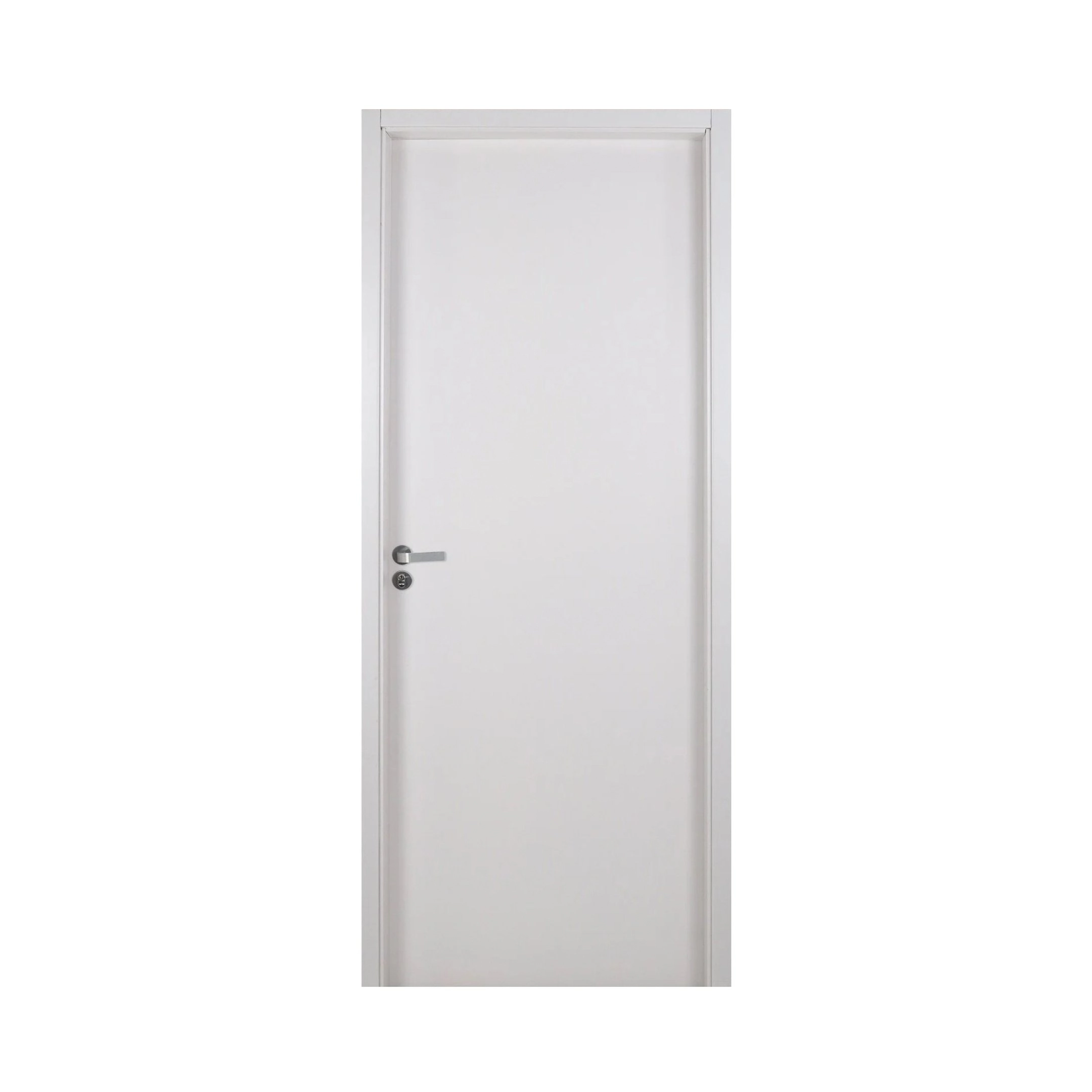 Kit Porta De Madeira Lisa 215x94cm Com Batente De Mdf Ultra 12cm Melamínico Mgm Abertura Esquerda Branco