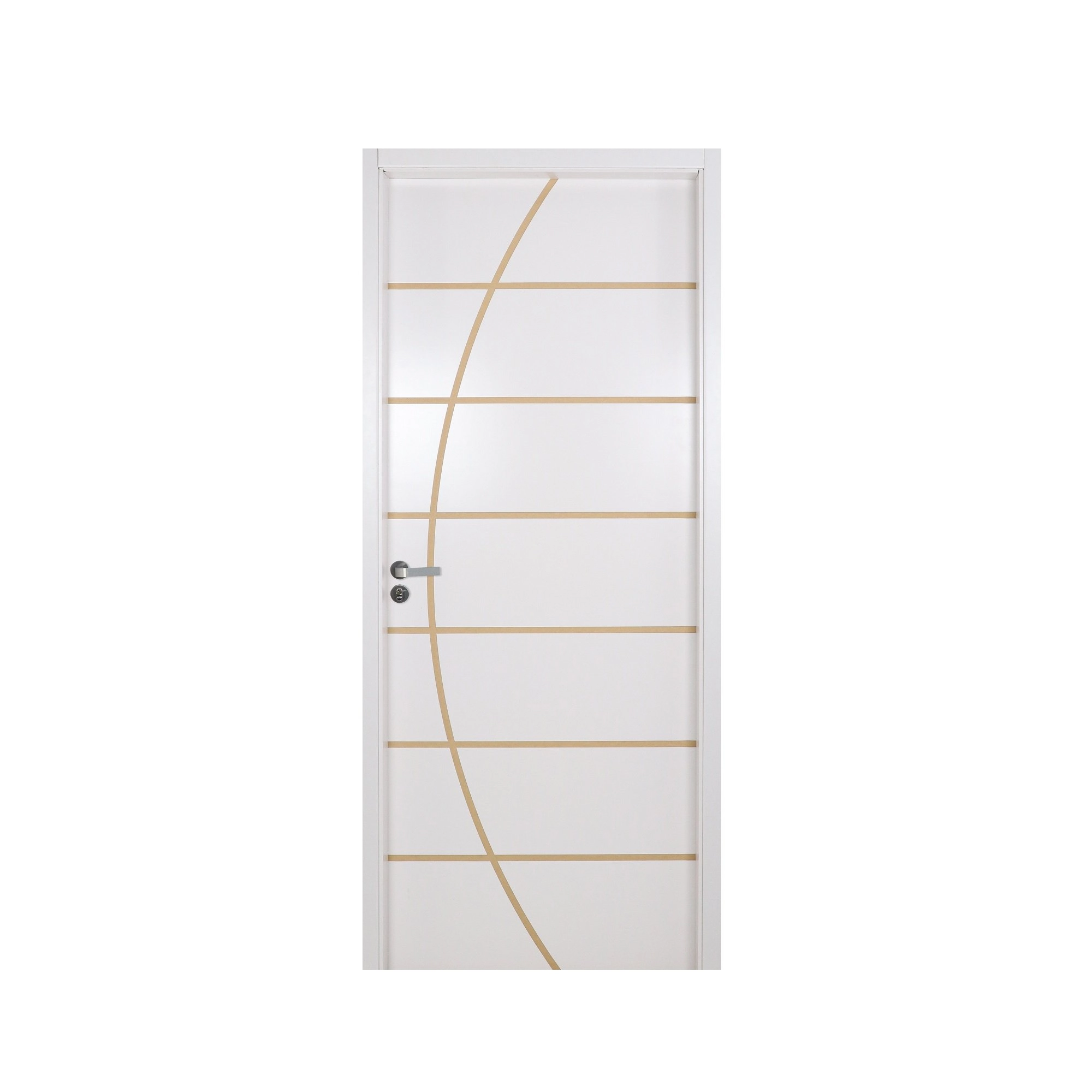 Kit Porta De Madeira Decorada 215x84cm Com Batente De Mdf Ultra 16cm Neblina Mgm Abertura Esquerda Branco