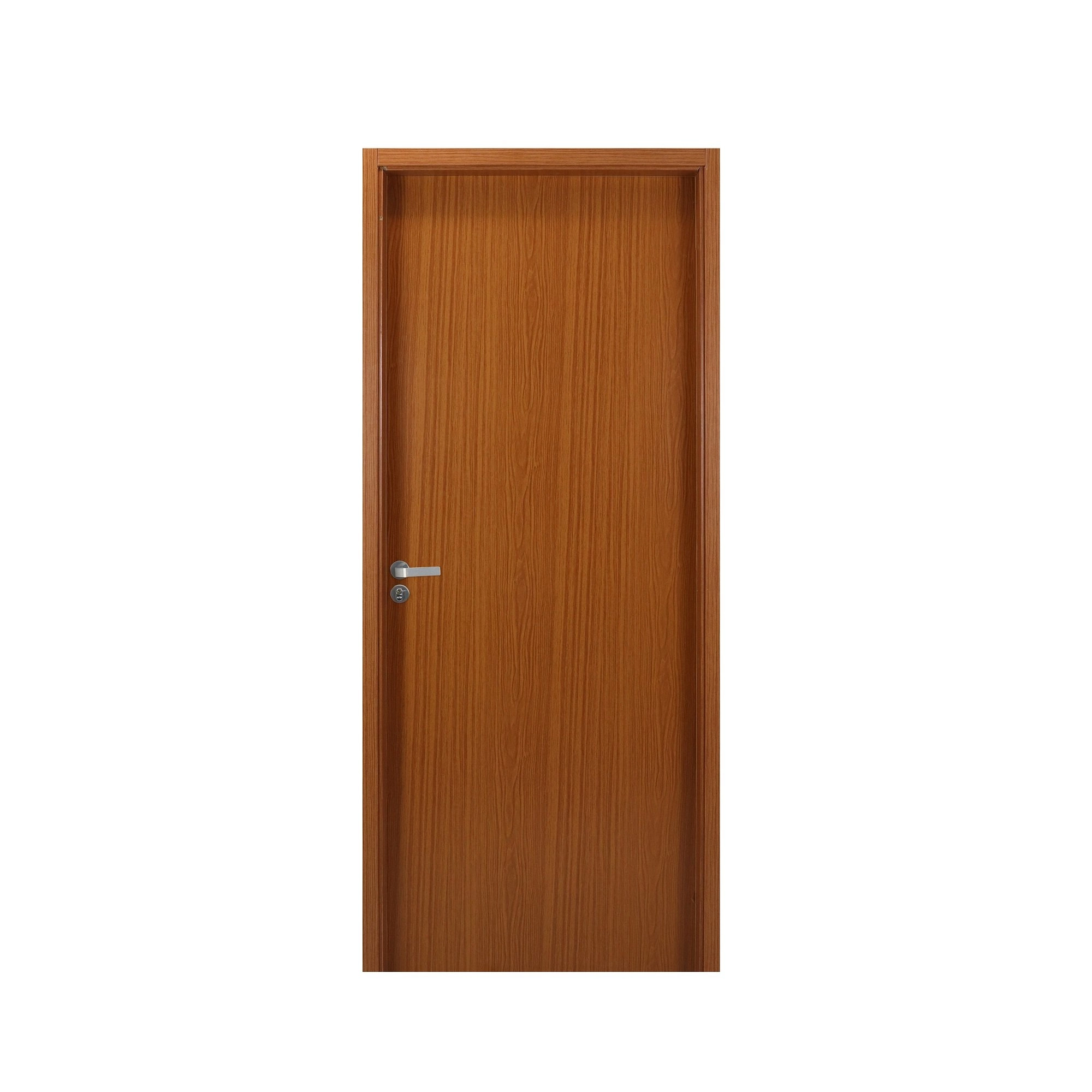 Kit Porta De Madeira Lisa 215x74cm Com Batente De Mdf Ultra 16cm Melamínico Mgm Mogno