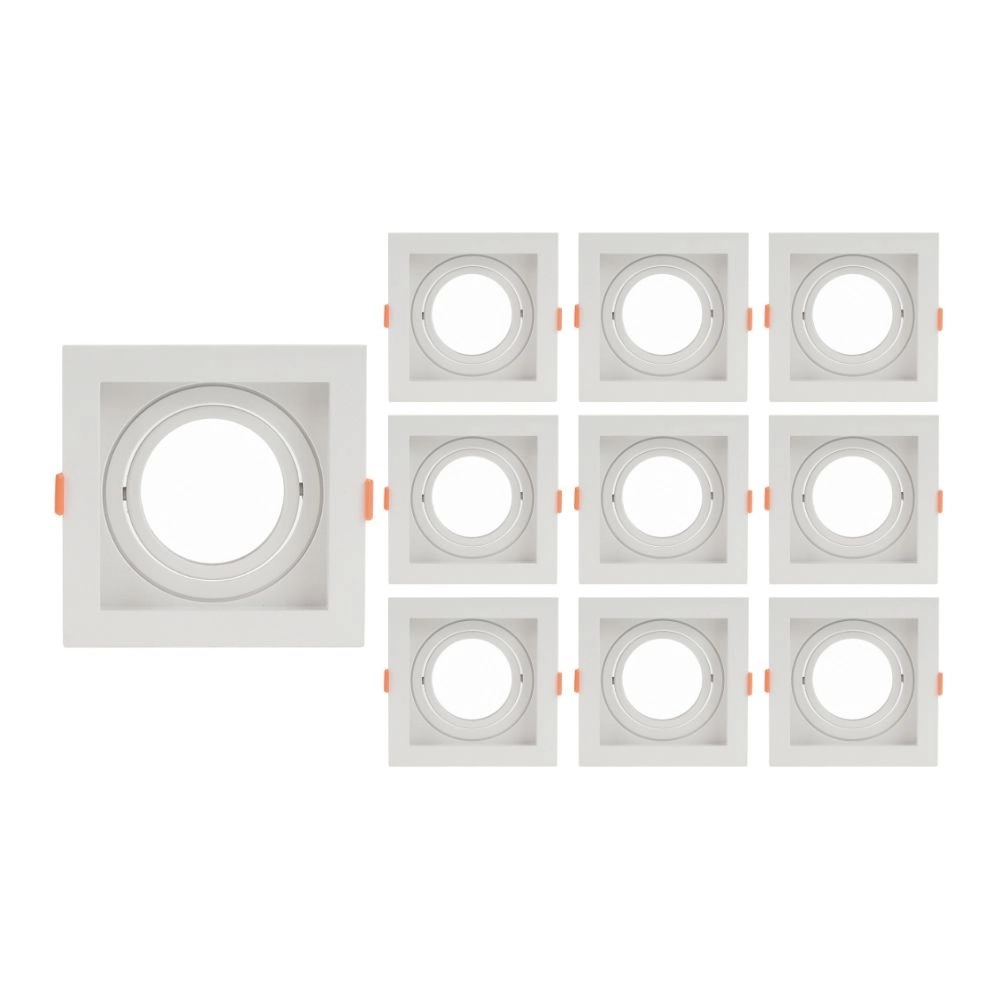 10 Spots De Embutir Recuado Nordecor Flea Para 1 Lâmpada Ar70 Quadrado Branco