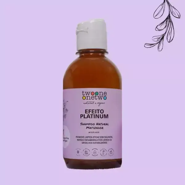 Shampoo Natural Matizador Efeito Platinum Cabelos Loiros ou Grisalhos Twoone Flores Violetas Onetwo Natural Vegana