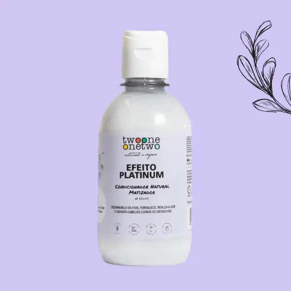 Condicionador Natural Matizador Efeito Platinum Cabelos Loiros ou Grisalhos Flores Violetas Twoone Onetwo Natural Vegana