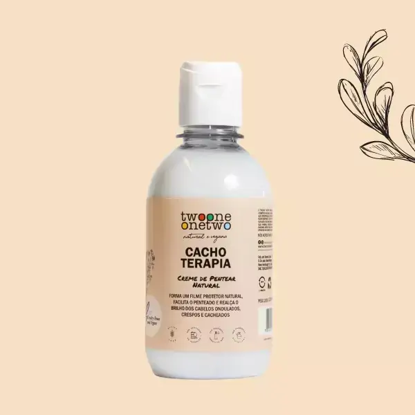 Creme de Pentear Natural Cabelos Cacheados, Crespos ou Ondulados Twoone Onetwo Natural Vegana
