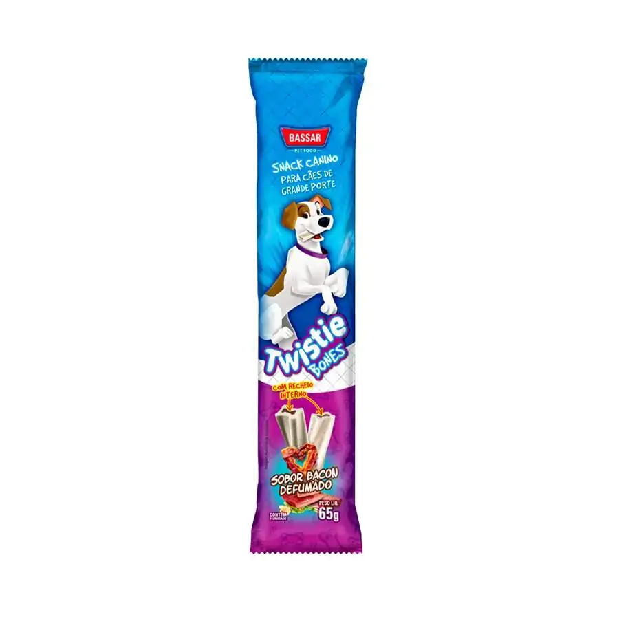 Snack Bassar Para Cães De Porte Grande Sabor Bacon 65g