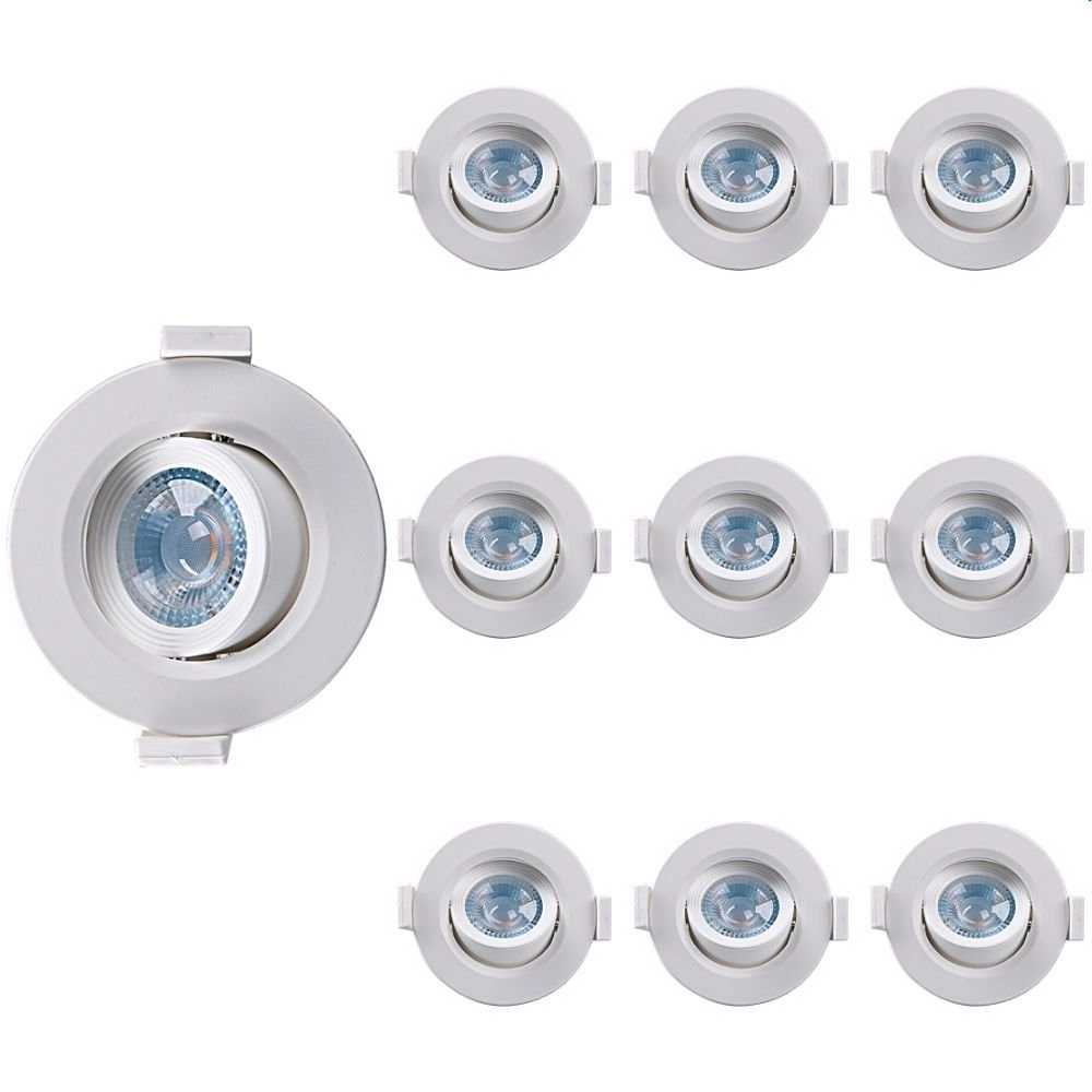 10 Spot De Led Taschibra Alltop Mr16 Redondo 5w Bivolt 3000k Luz Amarela