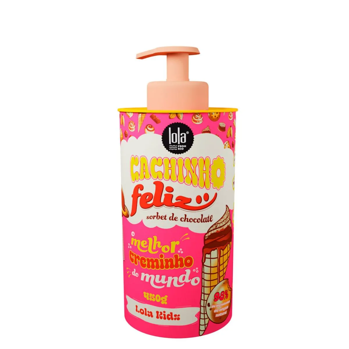 Creme Para Pentear Sorbet De Chocolate Lola From Rio Cachinho Feliz Kids Frasco 450g Pump