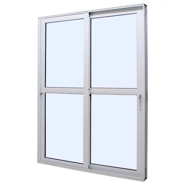 Porta De Correr Alumínio Branco 2 Folhas Móveis 215x150x9,3cm Jap Perfecta Max