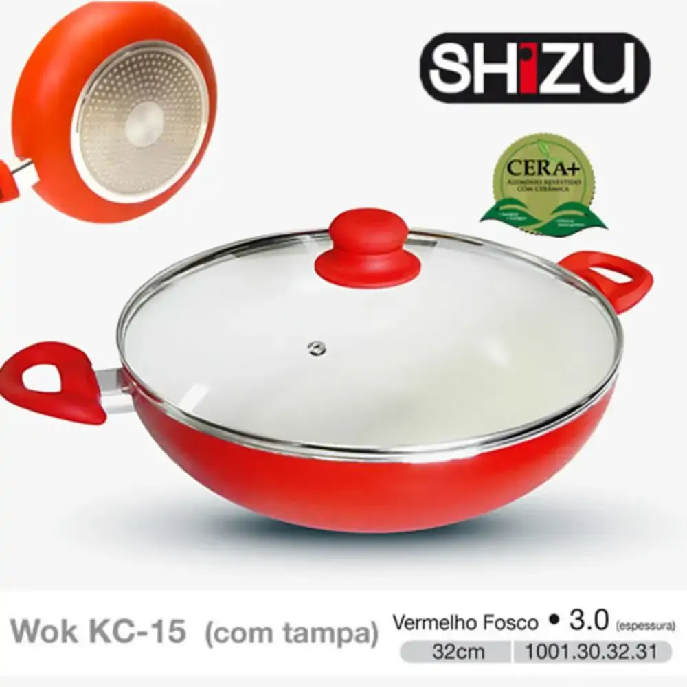 Wok 3.0 32cm Ceramica Verm C/tampa