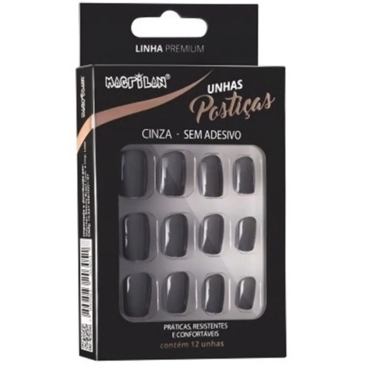 Unhas Postiças Cinza Escuro