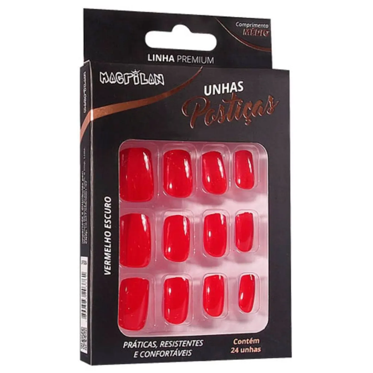 Unhas Postiças Verm Escuro Macrilan