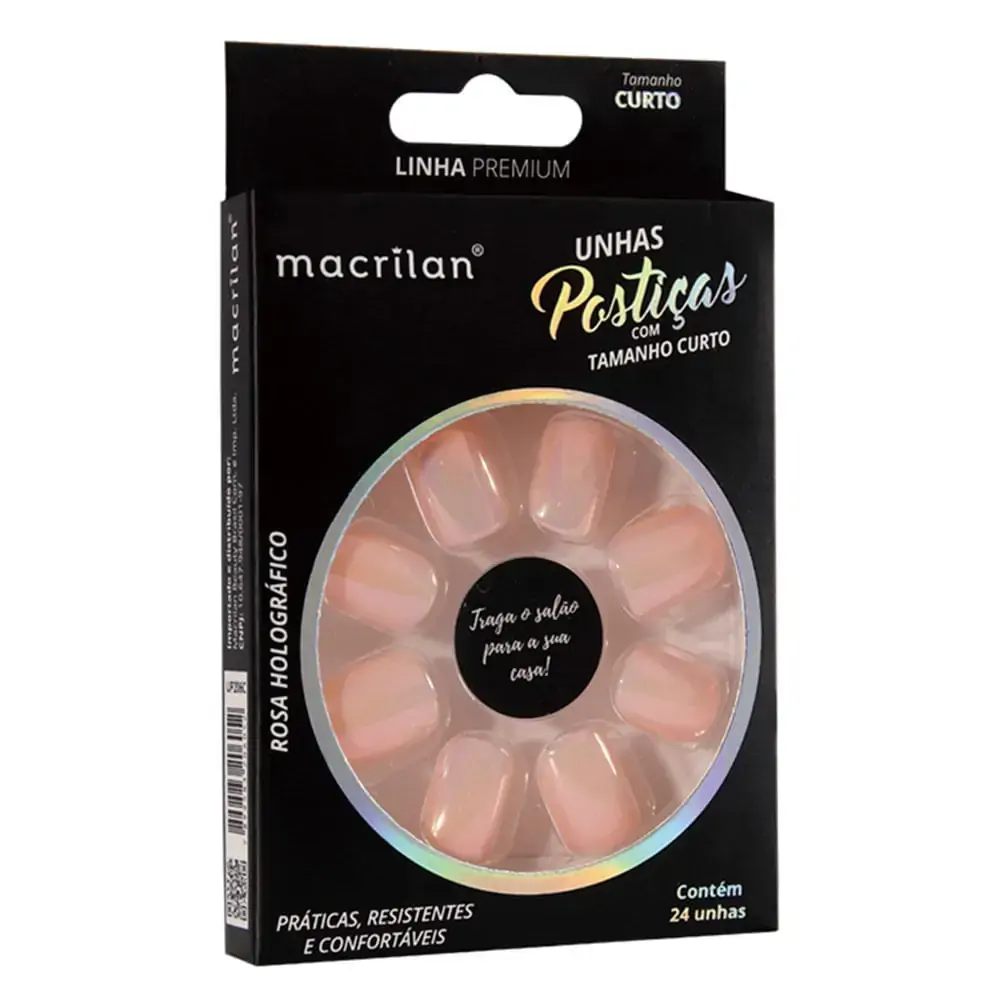 Unhas Post Up206c C/24 Rosa Holog Macrilan