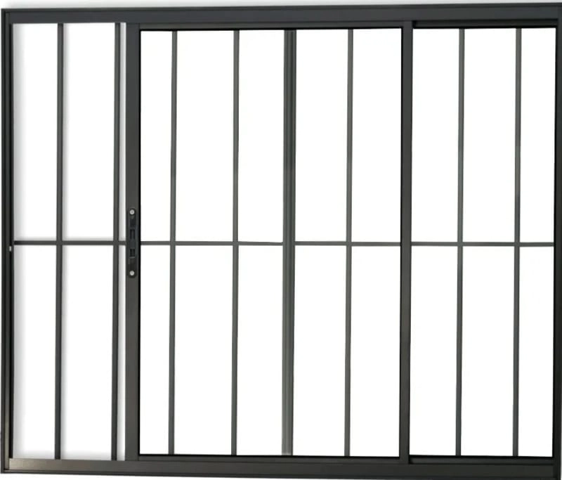 Vitro De Aluminio 2 Folhas Com Grade Linha Modular Preto