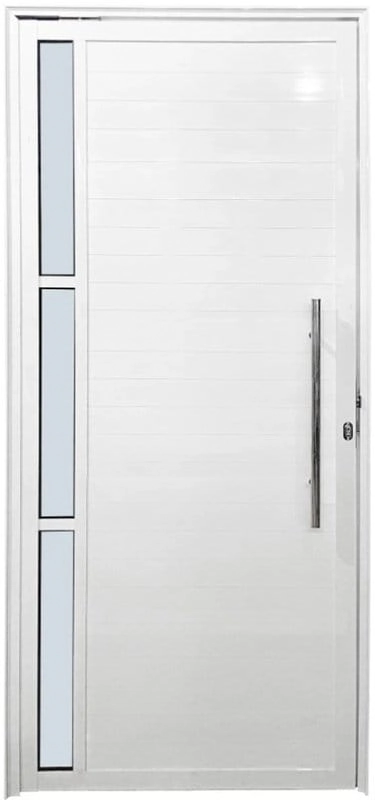 Porta De Aluminio Pivotante Lambril Visor Lateral Com Puxador Linha Premium Preto