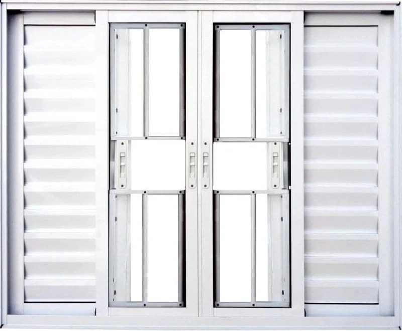 Veneziana De Aluminio 6 Folhas Com Grade Linha Premium Branco