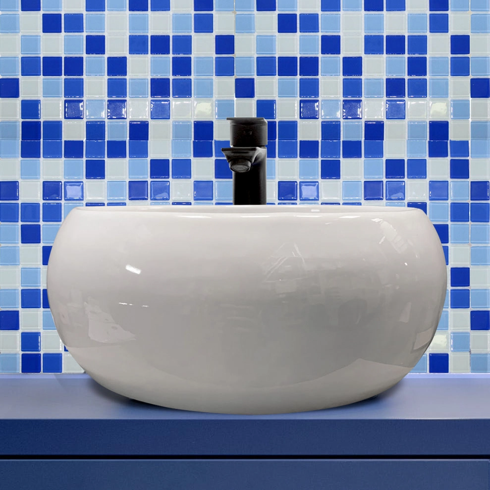 Cuba Lavabo Maresias de Apoio Redonda Branca Ceramica 36cmX36cm