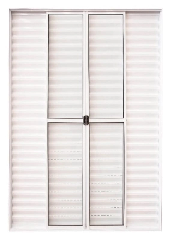 Porta Balcão 6 Folhas Com Trinco 2,10 X 1,50 Cor Branco Linha Econ