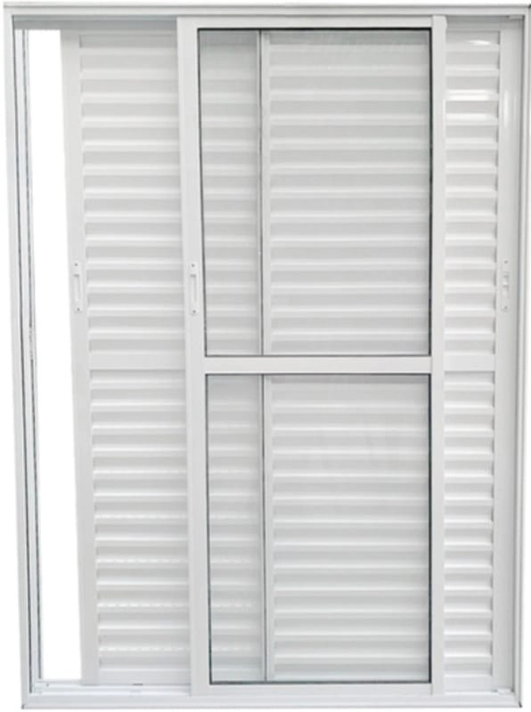 Porta Balcão 3 Folhas Móveis Com Trinco 2,10 X 1,20 Cor Branco Linha Econ