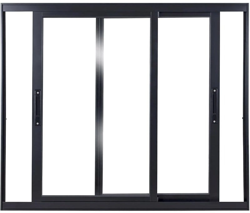 Vitro De Aluminio 2 Folhas Móveis Sem Grade Linha Premium Preto