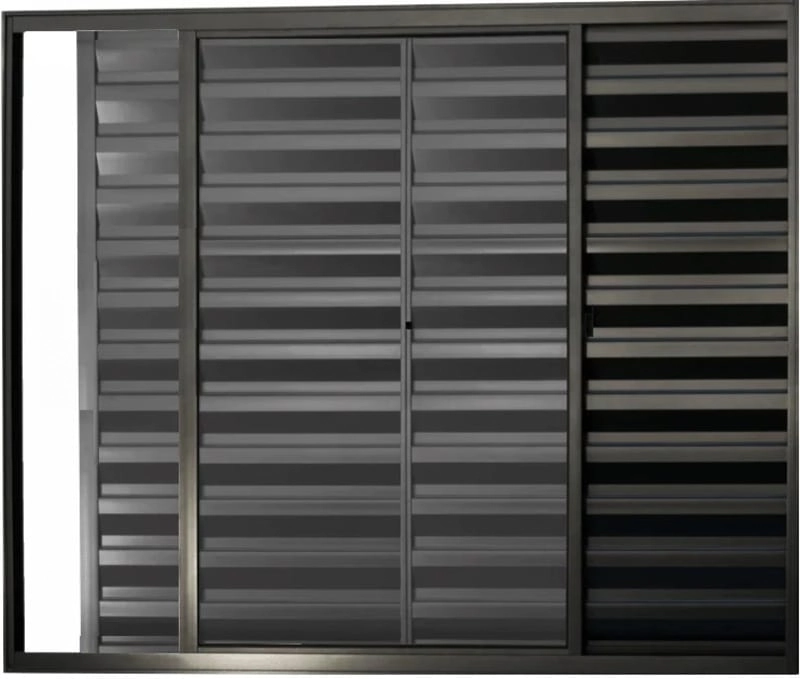 Janela Veneziana De Alumínio 3 Folhas 1,00 X 1,50 Sem Grade Cor Preto Linha Econ