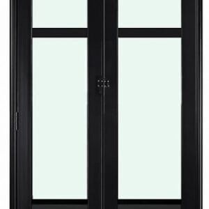 Porta De Aluminio Camarão Palheta Vidro Mini Boreal Com Trinco Linha Premium Preto