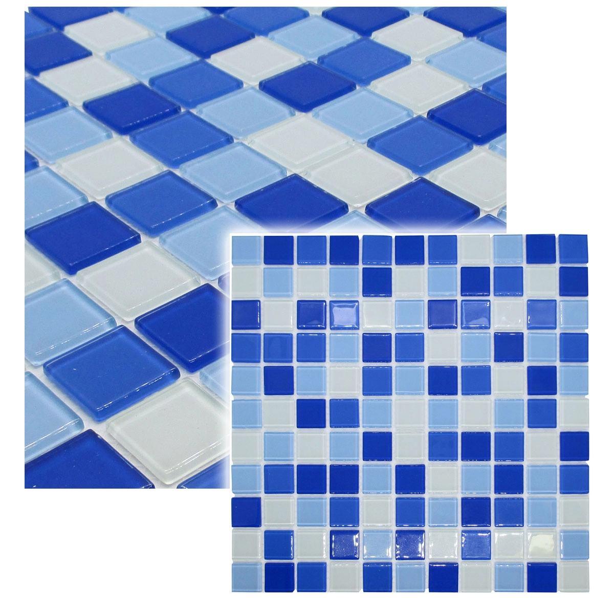 Pastilhas de Vidro Azul Mix Brilhante 30x30cm