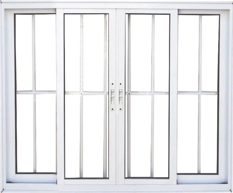 Vitro De Aluminio 4 Folhas Com Grade Linha Premium Branco